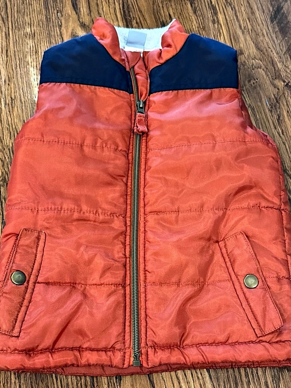 Little Lad Puffer Vest in Orange & Blue Size 4T Like New